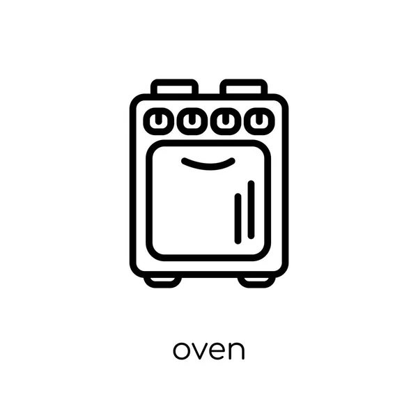 Oven Icon Trendy Modern Flat Linear Vector Oven Icon White — Stock Vector