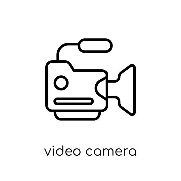 Videó Kamera Ikon Divatos Modern Lakás Lineáris Vektor Videó Kamera — Stock Vector