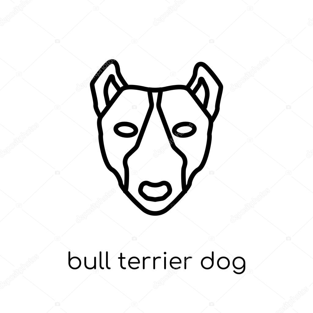 Bull Terrier dog icon. Trendy modern flat linear vector Bull Terrier dog icon on white background from thin line dogs collection, editable outline stroke vector illustration