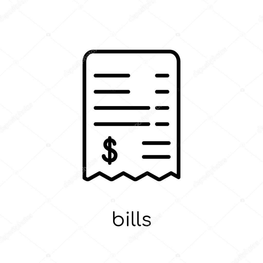 bills icon. Trendy modern flat linear vector bills icon on white background from thin line Payment collection, outline vector illustration
