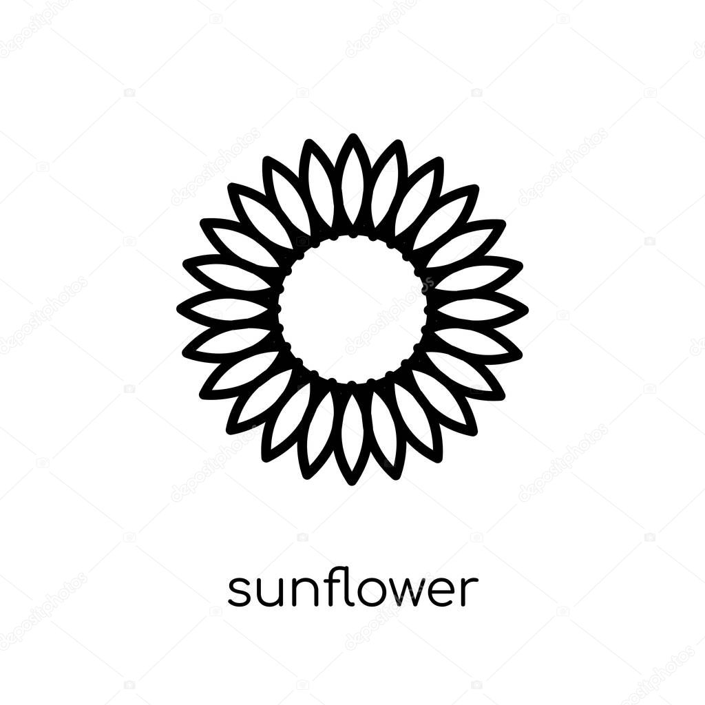 Sunflower icon. Trendy modern flat linear vector sunflower icon on white background from thin line Ecology collection, outline vector illustration