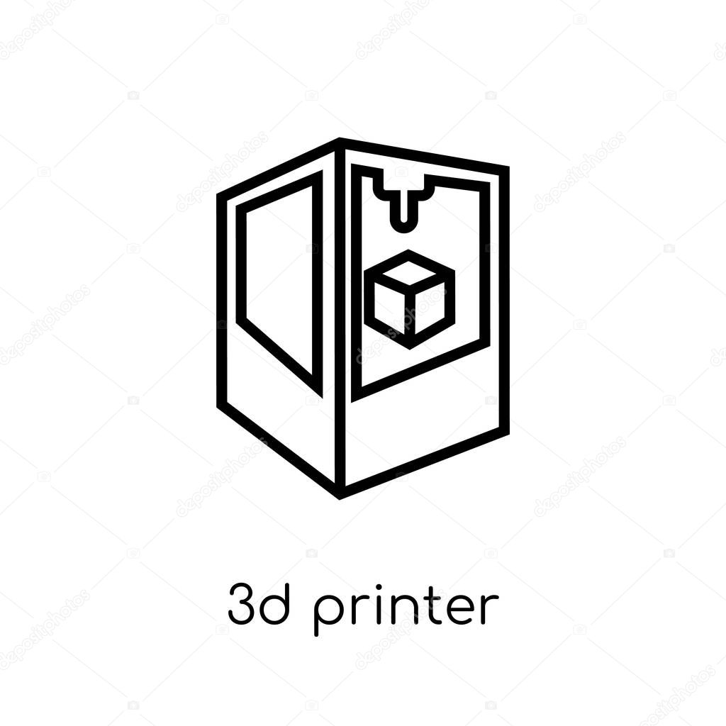 3d printer icon. Trendy modern flat linear vector 3d printer icon on white background from thin line Electronic devices collection, editable outline stroke vector illustration