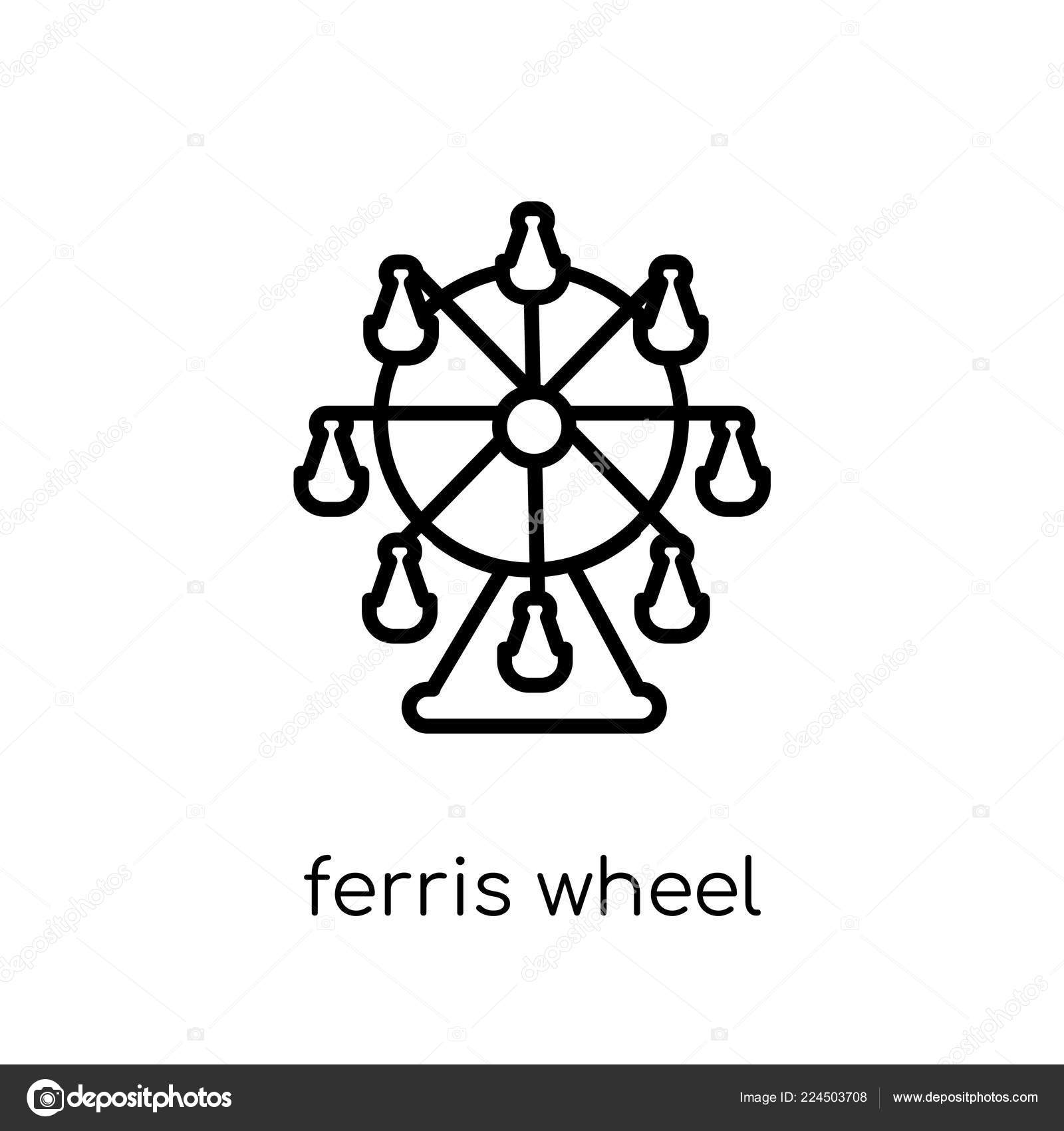観覧車アイコン 細い線エンターテイメント コレクション 概要のベクトル図から白い背景のトレンディなモダンなフラット線形ベクトル観覧車アイコン ストックベクター C Tvectoricons