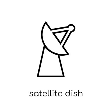 uydu çanağı simgesi. Modaya uygun modern düz doğrusal vektör uydu çanağı ince çizgi elektronik cihazlar koleksiyonu, Anahat vektör çizim beyaz arka plan üstünde kutsal kişilerin resmi