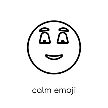 sakin emoji simgesi. Modaya uygun modern düz doğrusal vektör sakin emoji kutsal kişilerin resmi üstünde ince çizgi Emoji koleksiyonu, Anahat vektör çizim beyaz arka plan