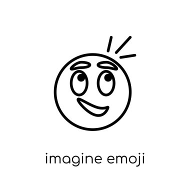 emoji simgesi düşünün. Modaya uygun modern düz doğrusal vektör hayal emoji kutsal kişilerin resmi üstünde ince çizgi Emoji koleksiyonu, Anahat vektör çizim beyaz arka plan