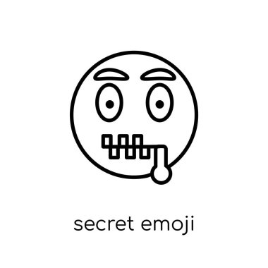 gizli emoji simgesi. Modaya uygun modern düz doğrusal vektör gizli emoji simgesi ince çizgi Emoji Collection, Anahat vektör çizim beyaz arka plan üzerinde