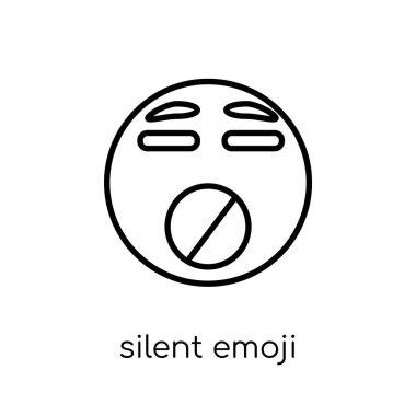 sessiz emoji simgesi. Trendy modern düz doğrusal vektör sessiz emoji üstünde kutsal kişilerin resmi--dan ince içini kaplamak Emoji koleksiyonu, Anahat vektör çizim beyaz arka plan