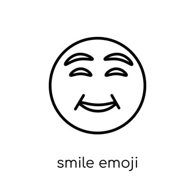 gülümseme emoji simgesi. Modaya uygun modern düz doğrusal vektör gülümseme ince çizgi Emoji koleksiyonu, Anahat vektör çizim üzerinden beyaz arka plan üzerinde emoji simgesi