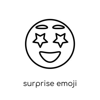 sürpriz emoji simgesi. Modaya uygun modern düz doğrusal vektör sürpriz emoji simgesi ince çizgi Emoji koleksiyonu, Anahat vektör çizim üzerinden beyaz arka plan üzerinde