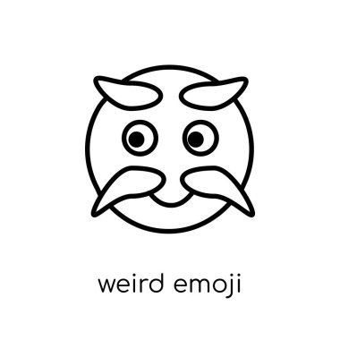 garip emoji simgesi. Modaya uygun modern düz doğrusal vektör garip emoji simgesine ince çizgi Emoji koleksiyonu, Anahat vektör çizim beyaz arka plan
