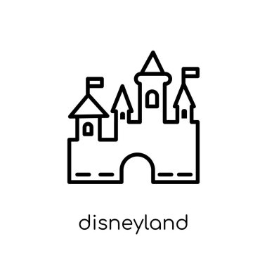 Disneyland simgesi. Modaya uygun modern düz doğrusal vektör disneyland simgesi ince çizgi eğlence Collection, Anahat vektör çizim beyaz arka plan üzerinde