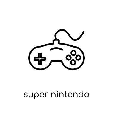 Süper nintendo simgesi. Modaya uygun modern düz doğrusal vektör süper nintendo simgesi ince çizgi Arcade Collection, Anahat vektör çizim beyaz arka plan üzerinde