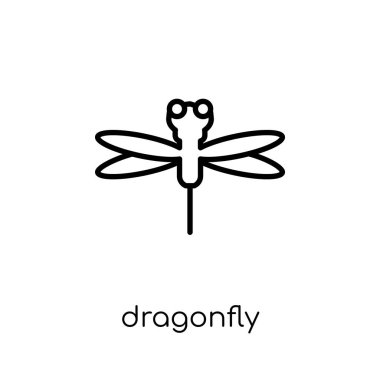 Yusufçuk simgesi. Modaya uygun modern düz doğrusal vektör yusufçuk simgesi ince çizgi masal koleksiyonu, düzenlenebilir anahattı kontur vektör çizim üzerinden beyaz arka plan üzerinde