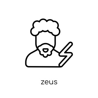 Zeus kutsal kişilerin resmi. Modaya uygun modern düz doğrusal vektör Zeus kutsal kişilerin resmi üstünde ince çizgi masal koleksiyonu, düzenlenebilir anahattı kontur vektör çizim beyaz arka plan