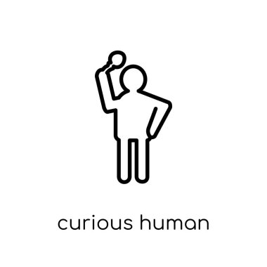 meraklı insan kutsal kişilerin resmi. Modaya uygun modern düz doğrusal vektör meraklı insan kutsal kişilerin resmi üstünde ince çizgi duygular koleksiyonu, düzenlenebilir anahattı kontur vektör çizim beyaz arka plan