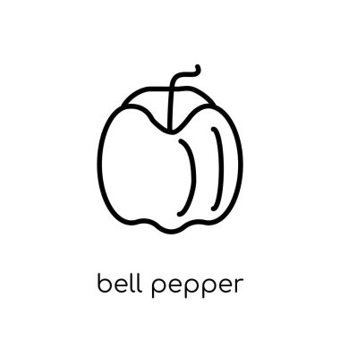 dolmalık biber simgesi. Modaya uygun modern düz doğrusal dolmalık biber simgesi beyaz arka planda ince çizgi meyve ve sebze Collection, Anahat vektör çizim vektör