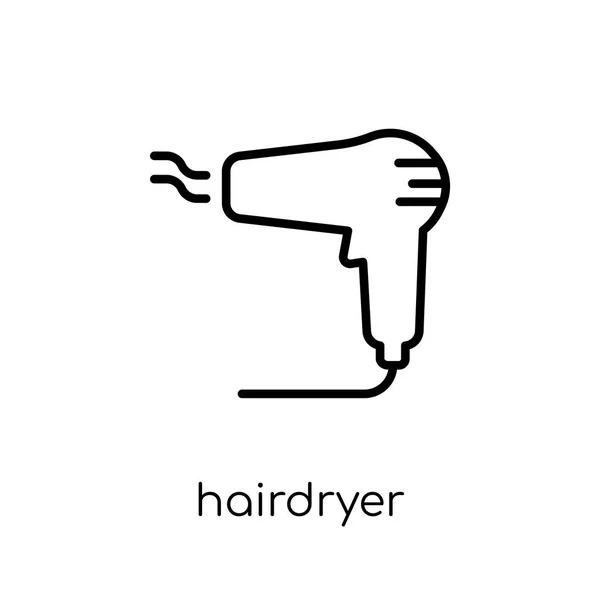 Hairdryer Icon Trendy Modern Flat Linear Vector Hairdryer Icon White — Stock Vector