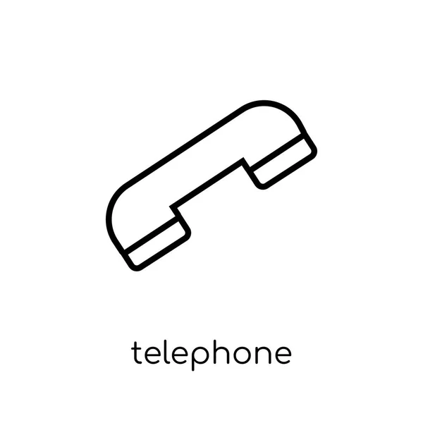 Telephone Icon Trendy Modern Flat Linear Vector Telephone Icon White — Stock Vector