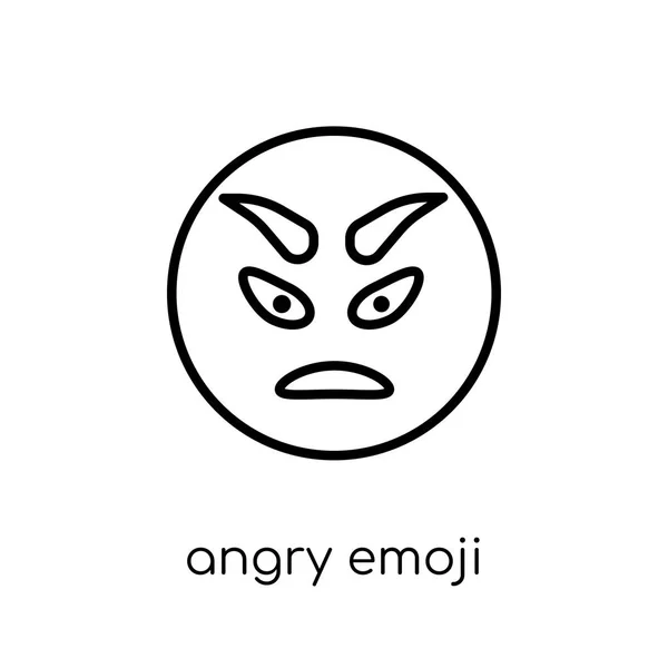 愤怒的表情符号图标 时尚现代平面线性向量愤怒表情符号图标在白色背景上从细线表情符号收集 轮廓向量例证 — 图库矢量图片