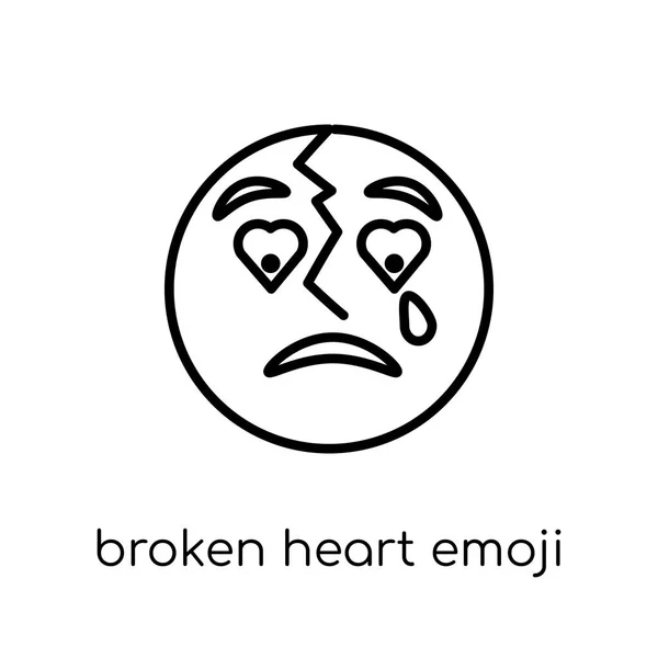 Ikon Emoji Patah Hati Trendy Modern Vektor Linear Vektor Patah - Stok Vektor