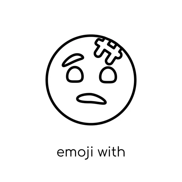 Emoji Com Ícone Emoji Head Bandage Emoji Moderno Vetorial Linear —  Vetores de Stock