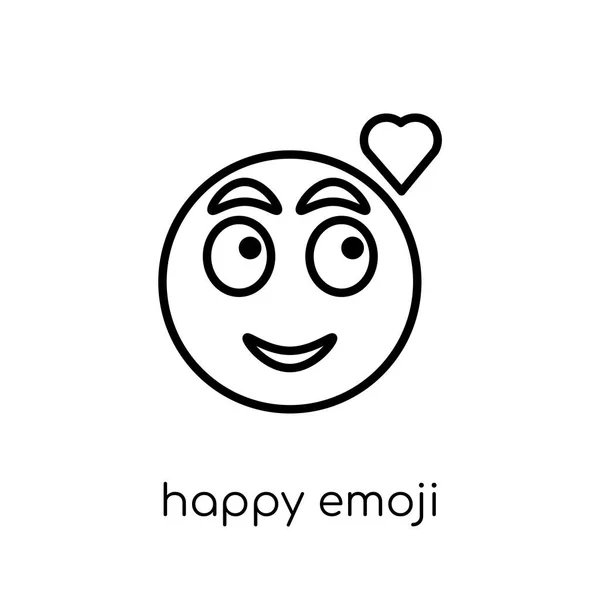 Happy Emoji Ikony Trendy Moderní Ploché Lineární Vektorový Šťastný Emoji — Stockový vektor