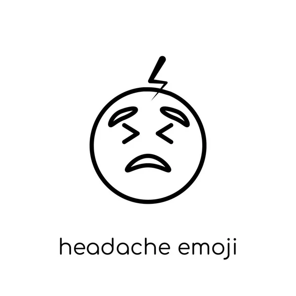 Headache Emoji Icon Trendy Modern Flat Linear Vector Headache Emoji — Stock Vector