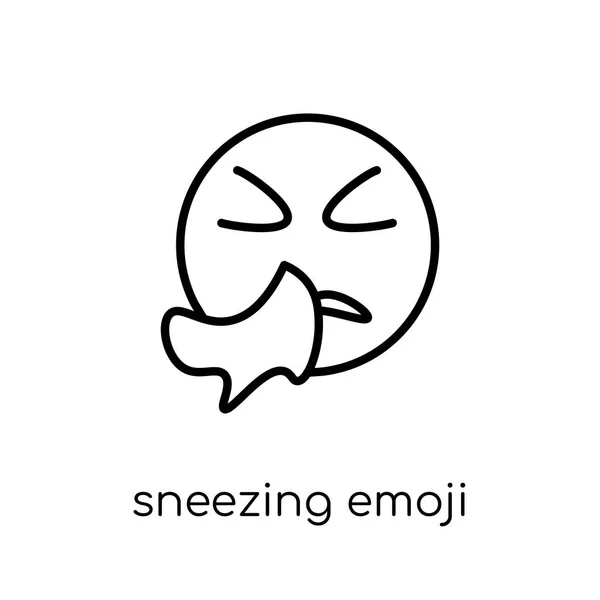 Ícone Emoji Espirrando Moderna Moda Plana Vetor Linear Espirrar Emoji — Vetor de Stock