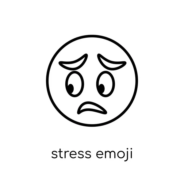 Estrés Icono Emoji Moderno Moderno Vector Lineal Plano Estrés Emoji — Vector de stock