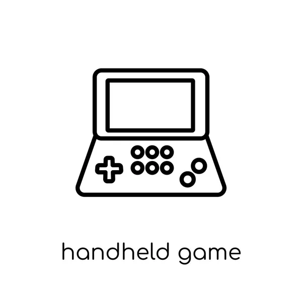 ハンドヘルド ゲームのアイコン トレンディなモダンなフラット線形ベクトル ハンドヘルド ゲーム アイコン細い線エンターテイメント コレクション 概要のベクトル図から白い背景の上 — ストックベクタ