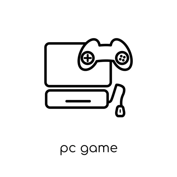 个人计算机游戏图标 时尚现代平线性向量个人计算机游戏图标在白色背景从细线娱乐汇集 概述向量例证 — 图库矢量图片