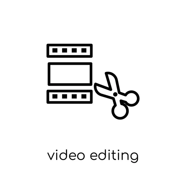 Video Redigering Ikonen Trendiga Moderna Platt Linjär Vektor Video Redigering — Stock vektor
