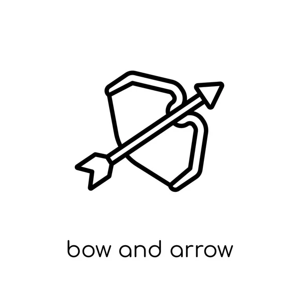 弓和箭头图标 时尚现代平面线性向量弓和箭头图标在白色背景从细线童话集合 可编辑的轮廓笔画向量例证 — 图库矢量图片