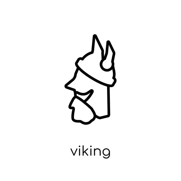Viking Ikonra Divatos Modern Lakás Lineáris Vektor Viking Ikon Fehér — Stock Vector