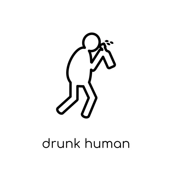 酔った人間のアイコン トレンディなモダンなフラット線形ベクトル酔って人間アイコン気持ちコレクション 編集可能な細い線から白い背景のストローク ベクター画像の概要を説明します — ストックベクタ
