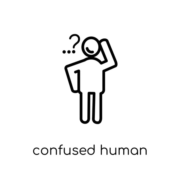 Confused Human Icon Trendy Modern Flat Linear Vector Confused Human — Stock Vector