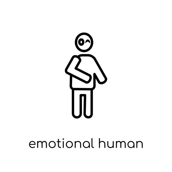感情的な人間のアイコン トレンディな近代的なフラット線形ベクトル気持ちコレクション 編集可能なアウトライン ストローク ベクター画像の細い線から白い背景の感情的な人間アイコン — ストックベクタ