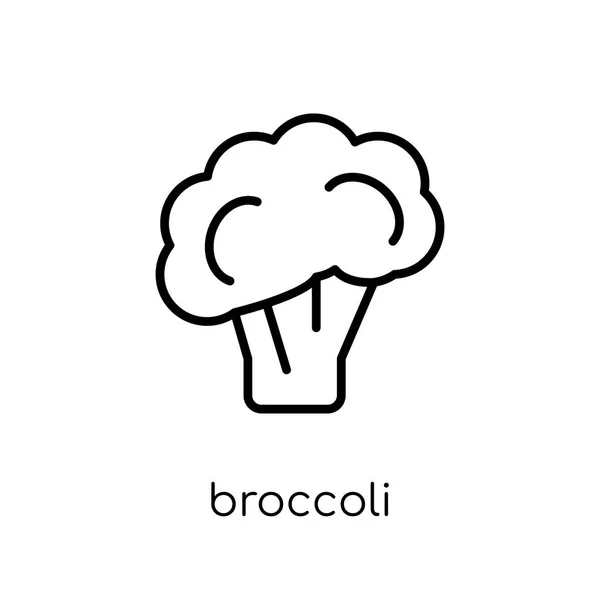 Broccoli Ikonen Trendiga Moderna Platt Linjär Vektor Broccoli Ikonen Vit — Stock vektor