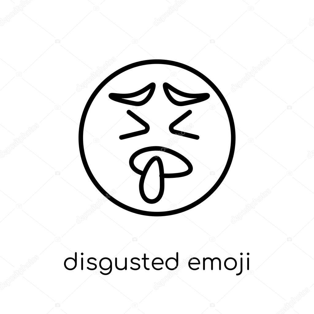 disgusted emoji icon. Trendy modern flat linear vector disgusted emoji icon on white background from thin line Emoji collection, outline vector illustration