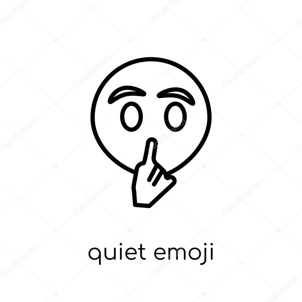 quiet emoji icon. Trendy modern flat linear vector quiet emoji icon on white background from thin line Emoji collection, outline vector illustration