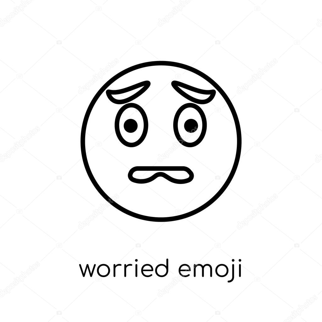 Worried Emoji Icon Trendy Modern Flat Linear Vector Worried Emoji — Stock Vector © tvectoricons