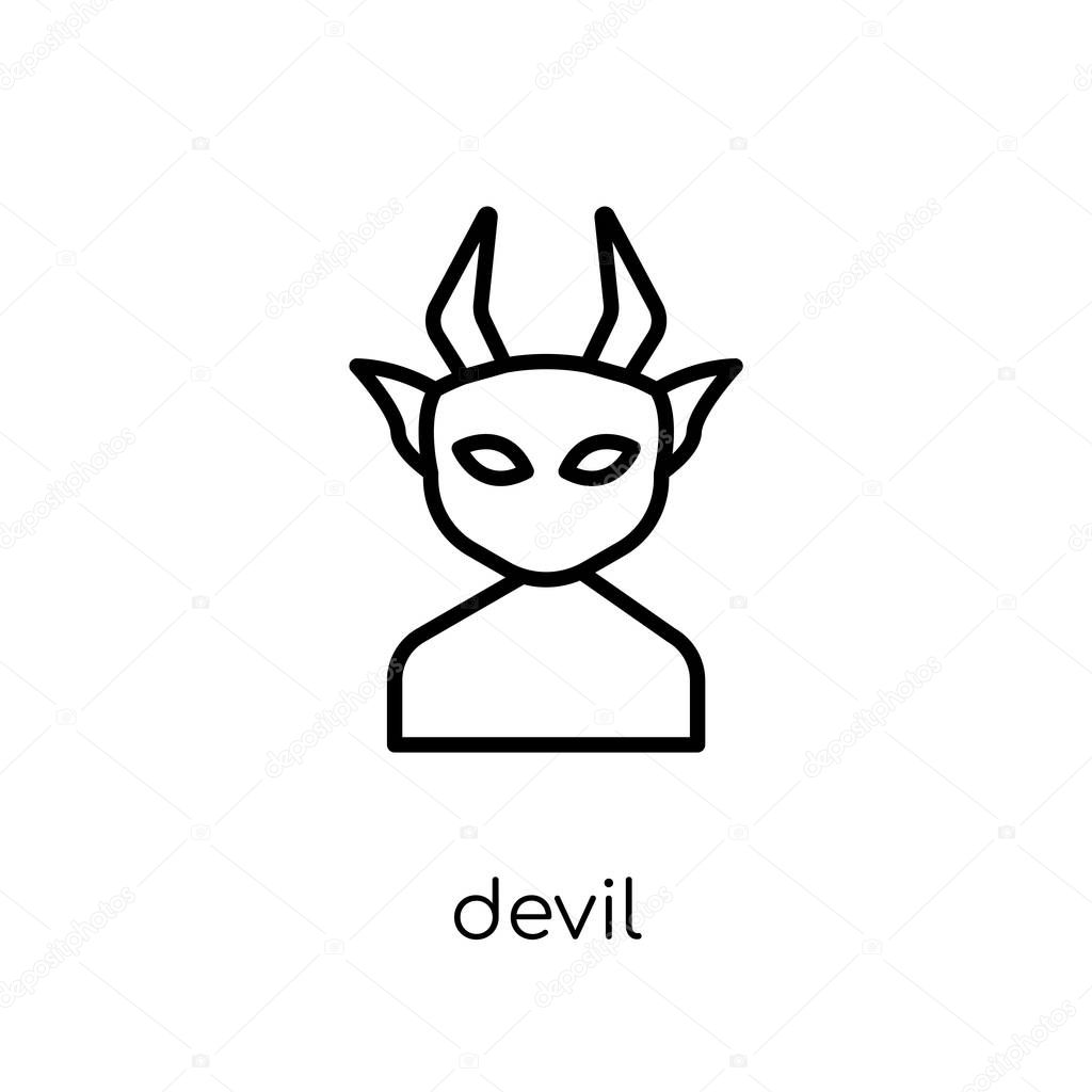 Devil icon. Trendy modern flat linear vector Devil icon on white background from thin line Fairy Tale collection, editable outline stroke vector illustration