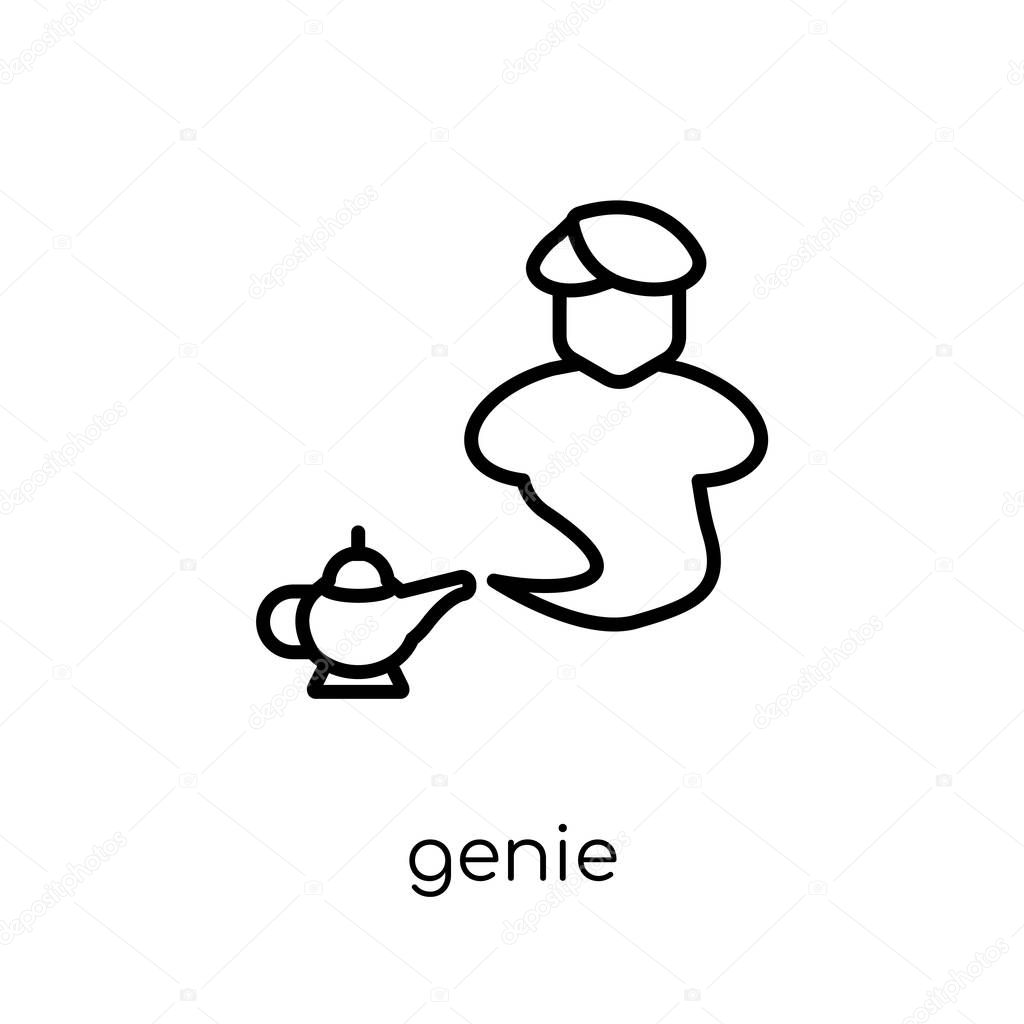 Genie icon. Trendy modern flat linear vector Genie icon on white background from thin line Fairy Tale collection, editable outline stroke vector illustration