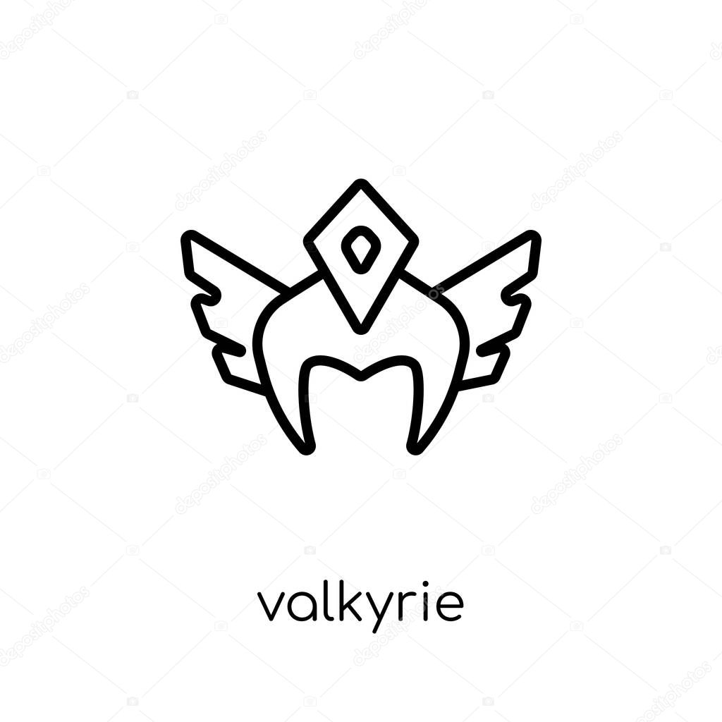 Valkyrie icon. Trendy modern flat linear vector Valkyrie icon on white background from thin line Fairy Tale collection, editable outline stroke vector illustration