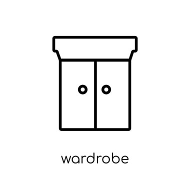 dolap simgesi. Modaya uygun modern düz doğrusal vektör gardırop simgesi ince çizgi mobilya ve ev koleksiyonu, Anahat vektör çizim beyaz arka plan üzerinde