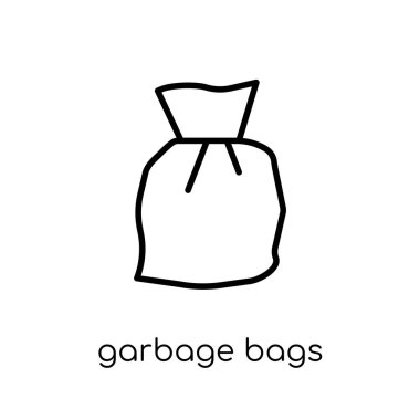 Çöp torbaları simgesi. Modaya uygun modern düz doğrusal çöp torbaları simgesine ince çizgi mobilya beyaz arka plan ve ev koleksiyonu, Anahat vektör çizim vektör