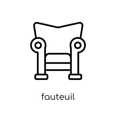 Fauteuil simgesi. Modaya uygun modern düz doğrusal vektör fauteuil simgesi ince çizgi mobilya ve ev koleksiyonu, Anahat vektör çizim beyaz arka plan üzerinde