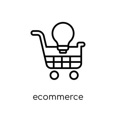 e-ticaret çözümleri simgesi. Modaya uygun modern düz doğrusal e-ticaret çözümleri simgesi beyaz arka planda ince çizgi genel koleksiyon, düzenlenebilir anahattı kontur vektör çizim vektör