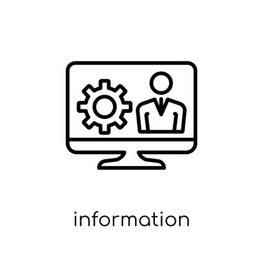 bilgi teknoloji simgesi. Modaya uygun modern düz doğrusal bilgi teknoloji simgesi beyaz arka planda ince çizgi genel koleksiyon, düzenlenebilir anahattı kontur vektör çizim vektör